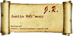 Justin Rémusz névjegykártya